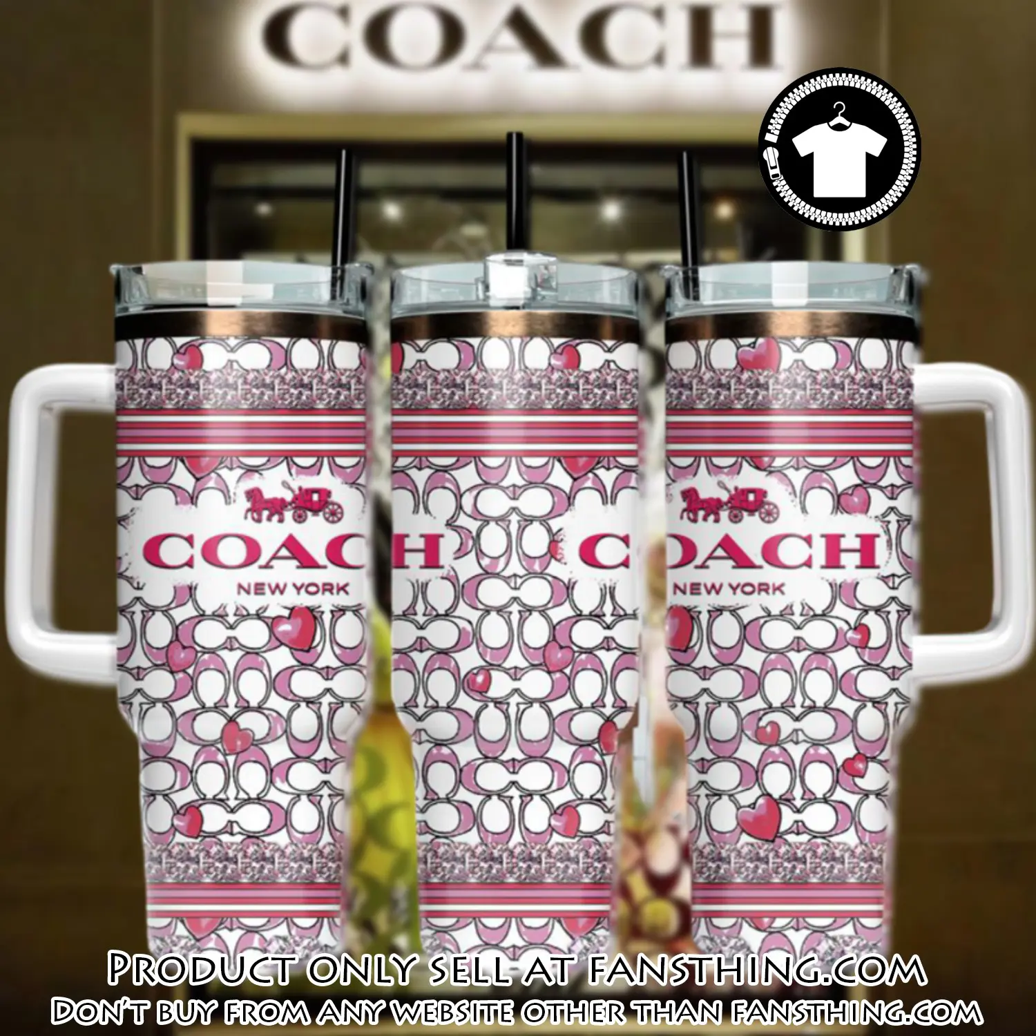 Pink coach logo stanley tumbler logo 40oz stanley tumbler ktb1065 fst0535154